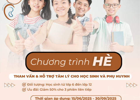 CHƯƠNG TRÌNH THAM VẤN TÂM LÝ "HÈ" 2025 - DÀNH RIÊNG CHO HỌC SINH TỪ LỚP 6 ĐẾN LỚP 12